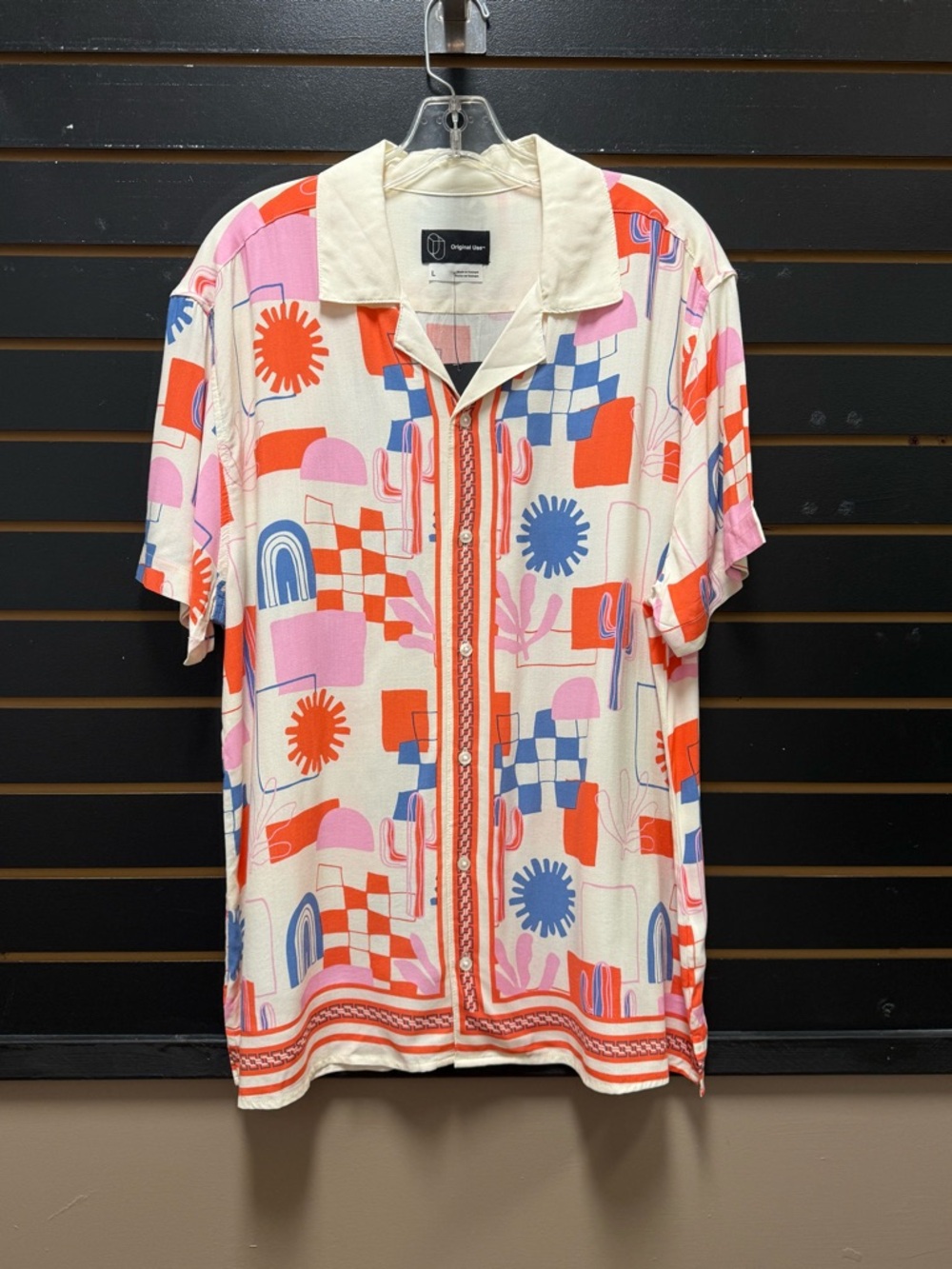 NWT Original Use Abstract Print Button Up Camp Shirt M L